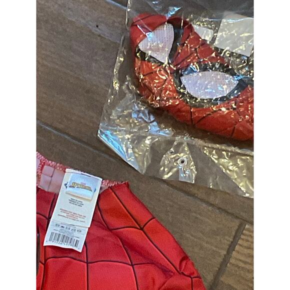 SpiderMan Spidey costume padded stretchy marvel L Halloween with mask READ - Picture 4 of 7